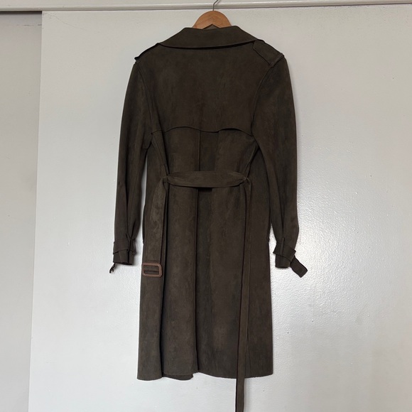 Anthropologie Olive green Faux suede trench coat - Picture 7 of 8